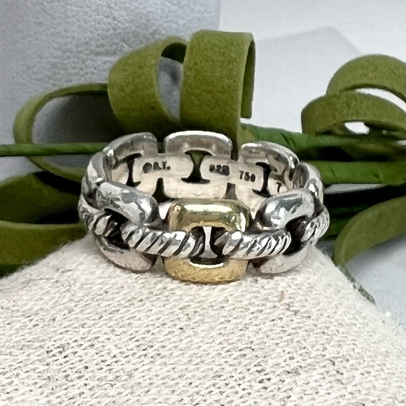 David Yurman Jewelry - David Yurman Vintage Square Link Ring .925/18K Gold